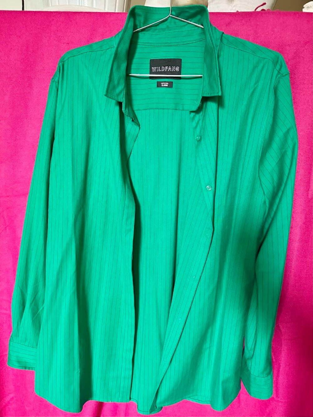 WILDFANG LikeNew Empower Pinstripe LongSleeve ButtonUp green shirt jacket